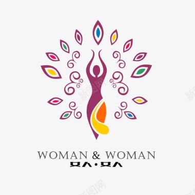 彩色花朵女性减肥logo图标图标