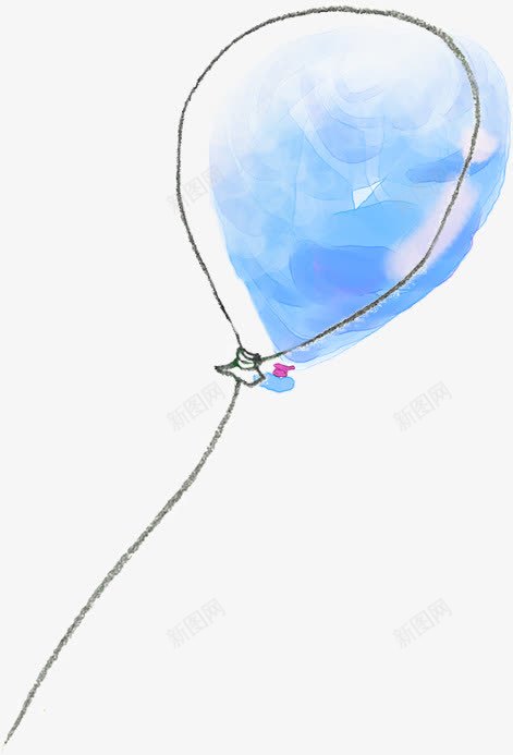 手绘蓝色水彩气球png免抠素材_新图网 https://ixintu.com 气球 水彩 蓝色