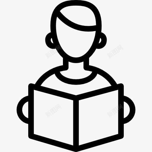 学生阅读图标png_新图网 https://ixintu.com 书 学习 孩子 打开的书 教育 男 读者