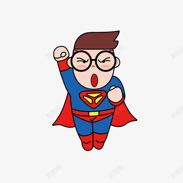 卡通超人人物psd免抠素材_新图网 https://ixintu.com 人物设计 卡通 够强你就来 戴眼镜 手绘 招聘 招聘海报 超人