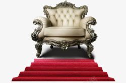 白色沙发椅红毯楼梯和宝座高清图片