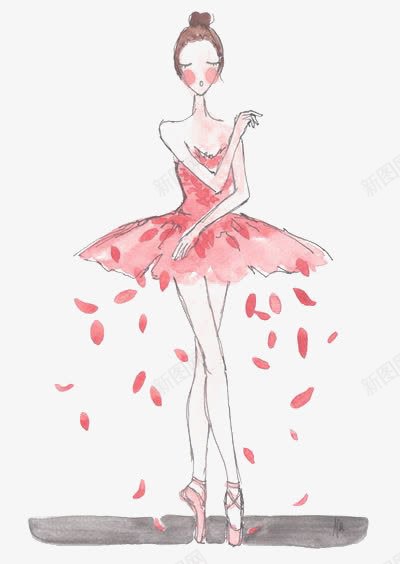 跳舞的女孩png免抠素材_新图网 https://ixintu.com 女孩 手绘 热情奔放 盘头发 粉色 粉色芭蕾舞裙 芭蕾舞 芭蕾舞动作 芭蕾舞裙 花瓣 跳舞 跳芭蕾 跳芭蕾舞的小女孩