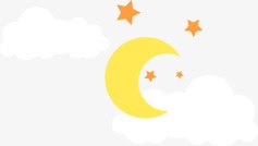 星星月亮png免抠素材_新图网 https://ixintu.com 卡通云朵 夜空 星星 白色的云 黄色月亮