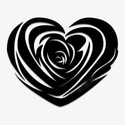心形黑色玫瑰花图标图标
