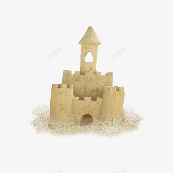 卡通城堡png免抠素材_新图网 https://ixintu.com 儿童插画 欧式城堡 沙滩 流沙 童话城堡