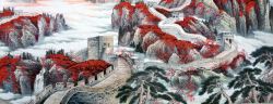 灰红色中国风山水画素材