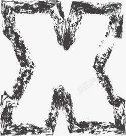 X3黑色笔刷描边英文字母X高清图片