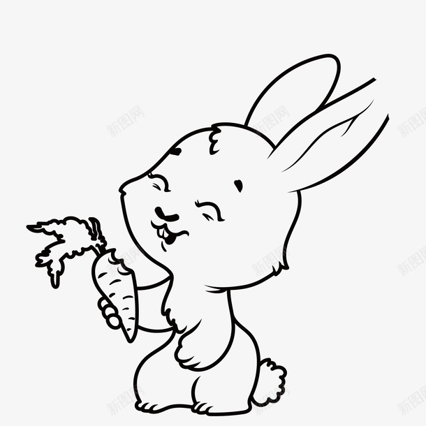 拿着萝卜的可爱兔子图标png_新图网 https://ixintu.com 兔子 可爱的 坐着 简笔 素描 线条 胡萝卜