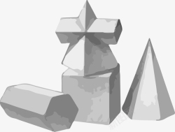 十字六面体石膏几何体结构素描矢量图高清图片