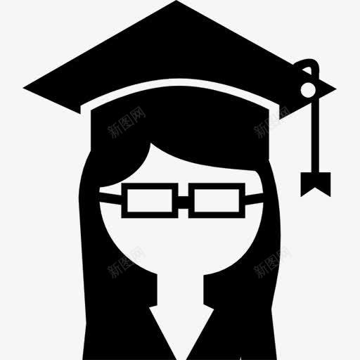 带毕业帽的女大学生图标png_新图网 https://ixintu.com 大学生 学生 毕业生