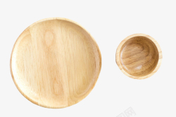 盘碗棕色木质纹理凹陷圆木盘和圆木碗高清图片