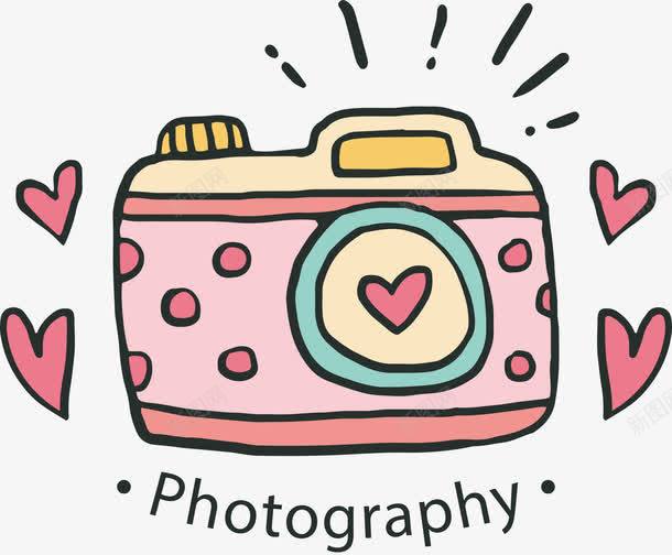 粉色手绘照相机png免抠素材_新图网 https://ixintu.com 卡通照相机 矢量素材 粉红色 粉色相机