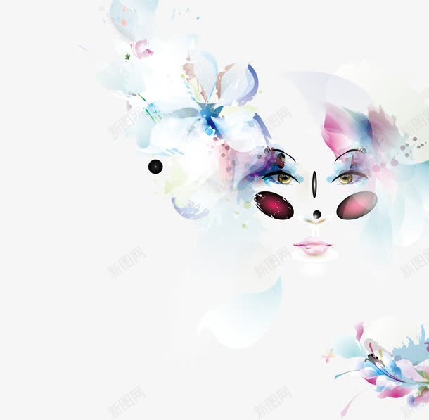 美女头像装饰图案png免抠素材_新图网 https://ixintu.com 创意 唯美 女性 手绘 抽象 水彩画 美女 花朵装饰 设计
