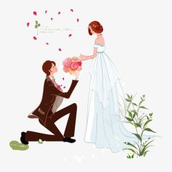 求婚的男人卡通求婚高清图片