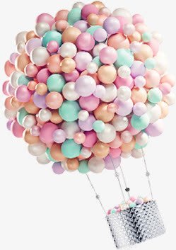粉色甜美气球漂浮天际素材