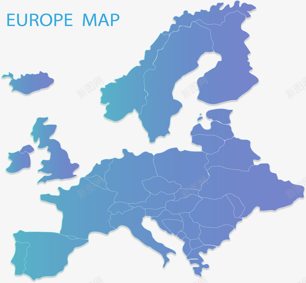渐变蓝色欧洲地图矢量图ai免抠素材_新图网 https://ixintu.com 城市地图 欧洲 欧洲地图 渐变蓝色 矢量png 蓝色地图 矢量图