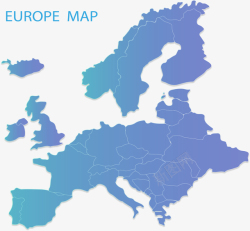 渐变蓝色欧洲地图矢量图素材
