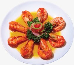 焖鹅菜肴油焖大虾高清图片