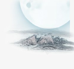 山水月亮中国风山高清图片