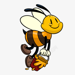 微笑的蜜蜂手绘拿蜂蜜的蜜蜂高清图片