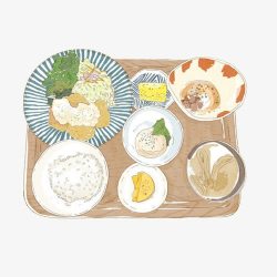 缇庣敳食堂饭餐手绘画片高清图片
