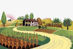 卡通插图农地种植插图乡村农地高清图片