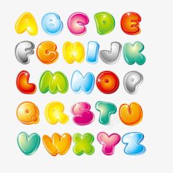 泡泡体数字字母立体彩色卡通泡泡体高清图片