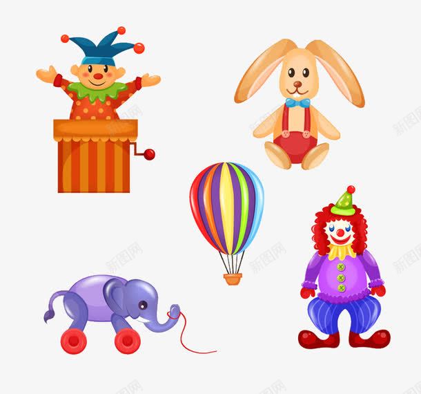 马戏团元素png免抠素材_新图网 https://ixintu.com 兔子 大象 小丑 热气球