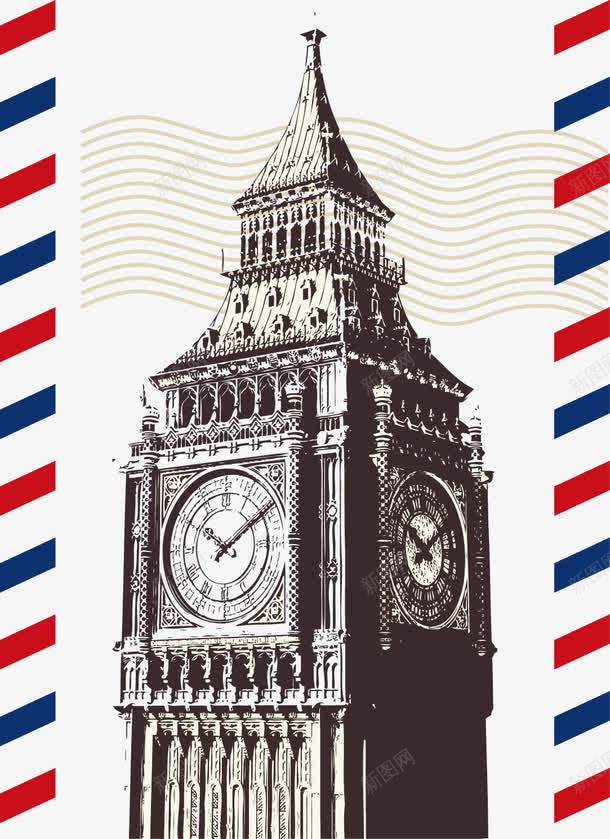 png免抠素材_新图网 https://ixintu.com 信封 复古邮票 广告背景 模板设计 欧洲建筑 版面设计背景 设计素材 铁塔 高清图片素材 高清设计图