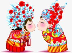 中式娃娃手绘卡通中式婚礼娃娃高清图片