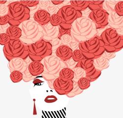 正面女人创意玫瑰头发高清图片