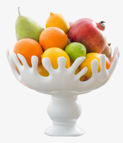 白色果盘家用高脚水果盘里的水果高清图片