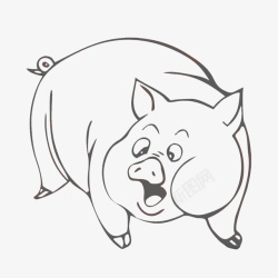 简洁吃东西的猪可爱猪简笔画高清图片