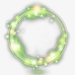 绿色光线框效果透明png绿色荧光光线圈高清图片