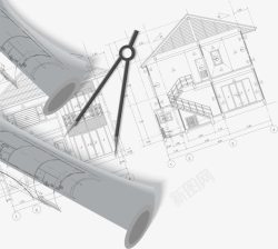 建筑设计图纸建筑工程师办公桌高清图片