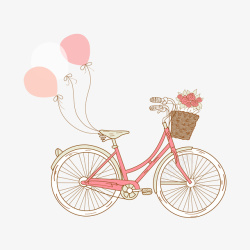 花束气球浪漫自行车矢量图高清图片