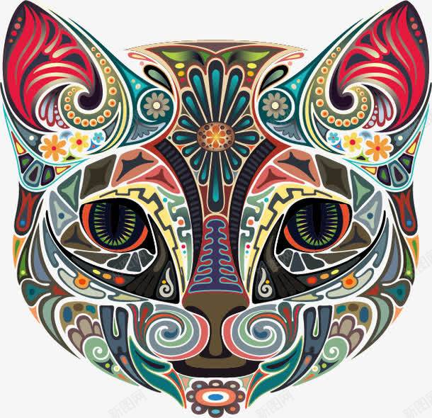 彩色动物图标png_新图网 https://ixintu.com T恤图案 服装图案 炫丽背景 猫 纹身图案 花纹图标 花纹设计