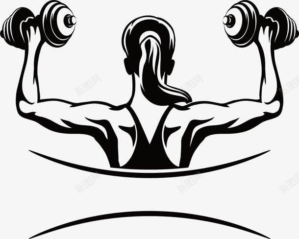 女人哑铃健身俱乐部logo图标png_新图网 https://ixintu.com 健康 健身俱乐部LOGO 健身俱乐部logo 减肥 哑铃 女人背后 字母 美体 肌肉 运动