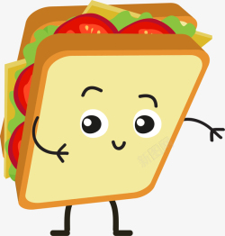 面包小人手绘卡通三明治人物矢量图高清图片