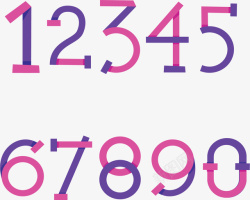 0至9粉紫色折纸的数字矢量图高清图片
