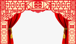 红色门楣红色中国风喜字门楣高清图片