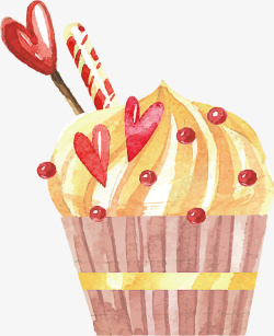 爱心草莓图片手绘水彩纸杯爱心蛋糕矢量图高清图片
