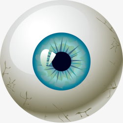 卡通立体眼球蓝色眼仁元素矢量图素材