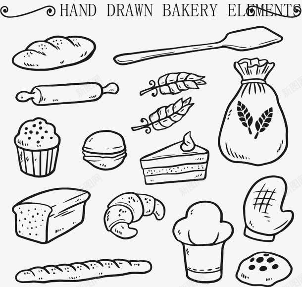 手绘食物免费矢量图ai免抠素材_新图网 https://ixintu.com 卡通 吃货 大餐 手绘 插画 美食 食物 餐饮 矢量图