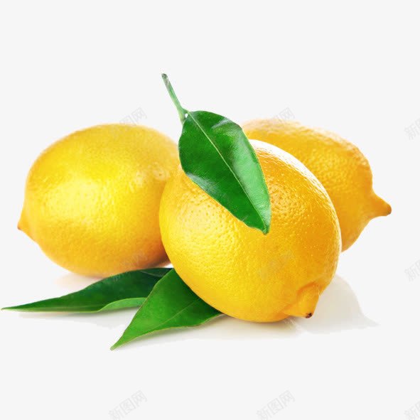 三个柠檬绿叶png免抠素材_新图网 https://ixintu.com 柠檬 绿叶