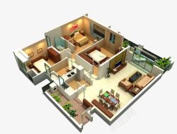 3d室内户型图住宅剖视图高清图片