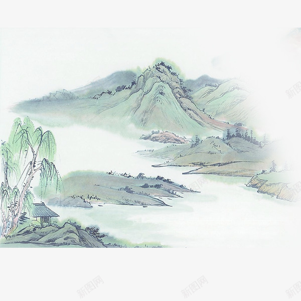 水墨画的png免抠素材_新图网 https://ixintu.com 墨色 山水 描摹 简洁