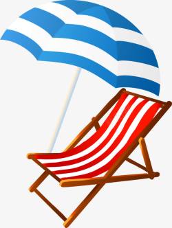 遮阳伞躺椅立体矢量沙滩躺椅高清图片