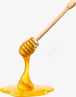 搅拌蜂蜜的木棒手绘蘸蜂蜜的木棒高清图片