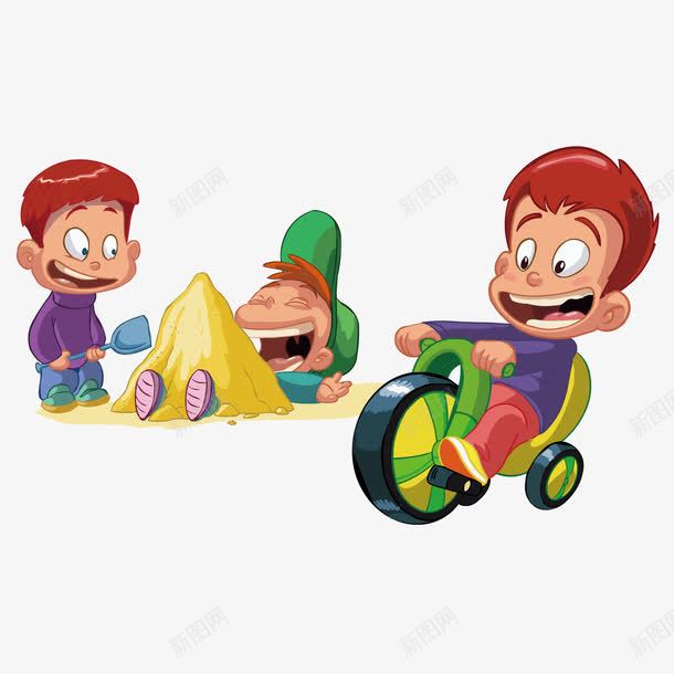 玩沙和骑儿童车的小孩png免抠素材_新图网 https://ixintu.com 儿童 儿童车 小孩 收款 玩沙的小孩